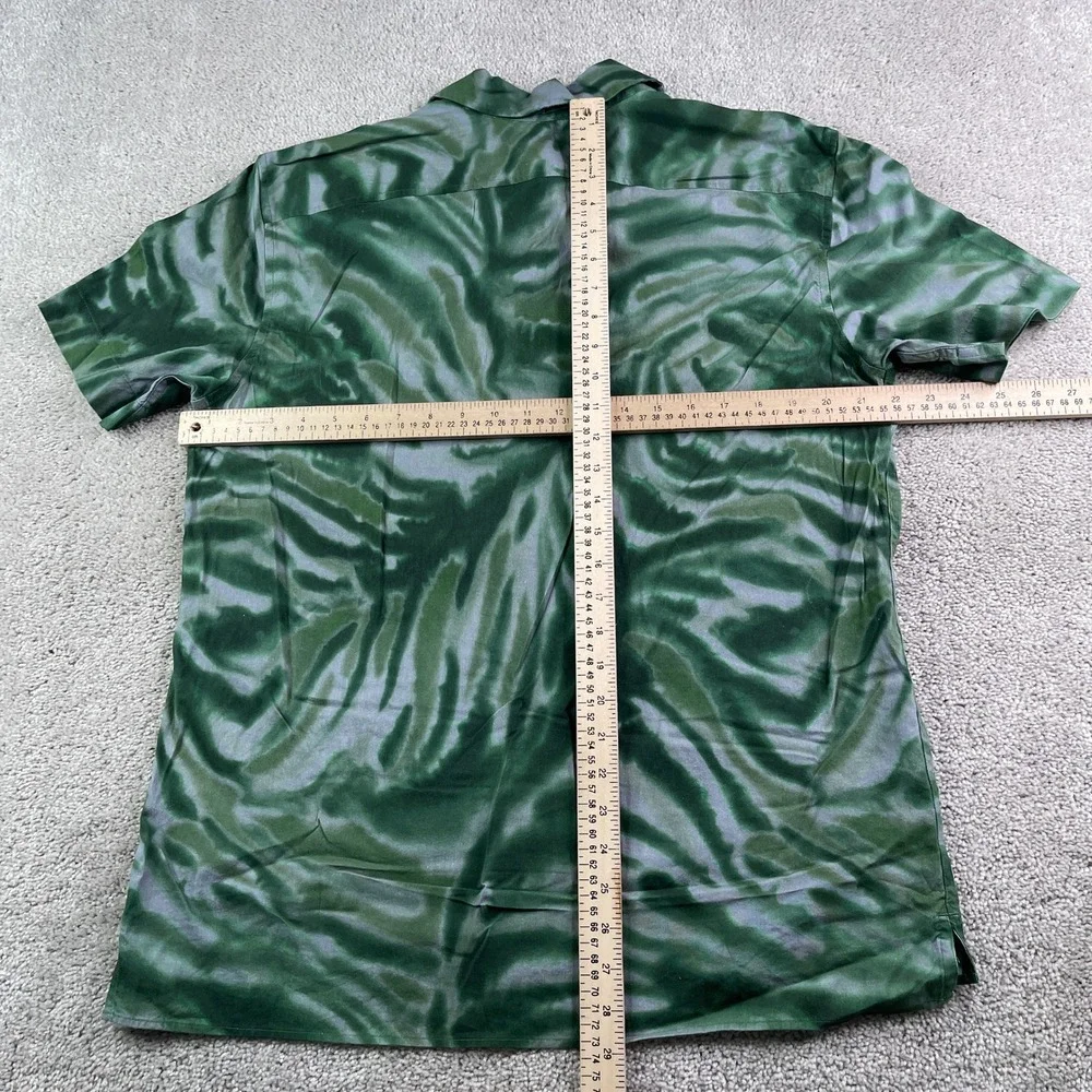 NEW Banana Republic Shirt Mens Medium Green Tie Dye Botanica Camp Loop Collar